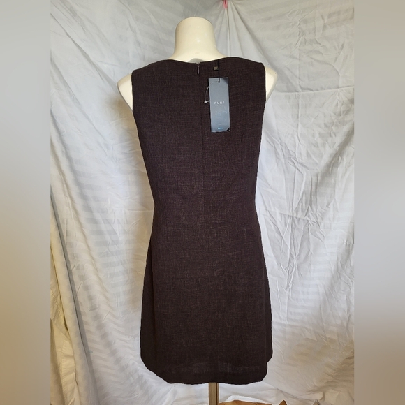 NEW Pure Career Elegant Brown V-Neck Midi Dress, Size Large - Picture 2 of 7